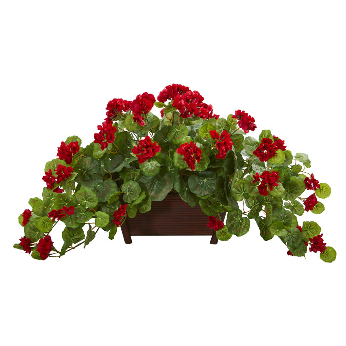 Charlton Home® Artificial Geranium Floral Arrangement in Planter